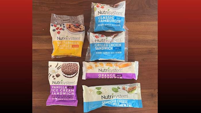 Photo of six Nutrisystem meals and snacks in their wrappers
